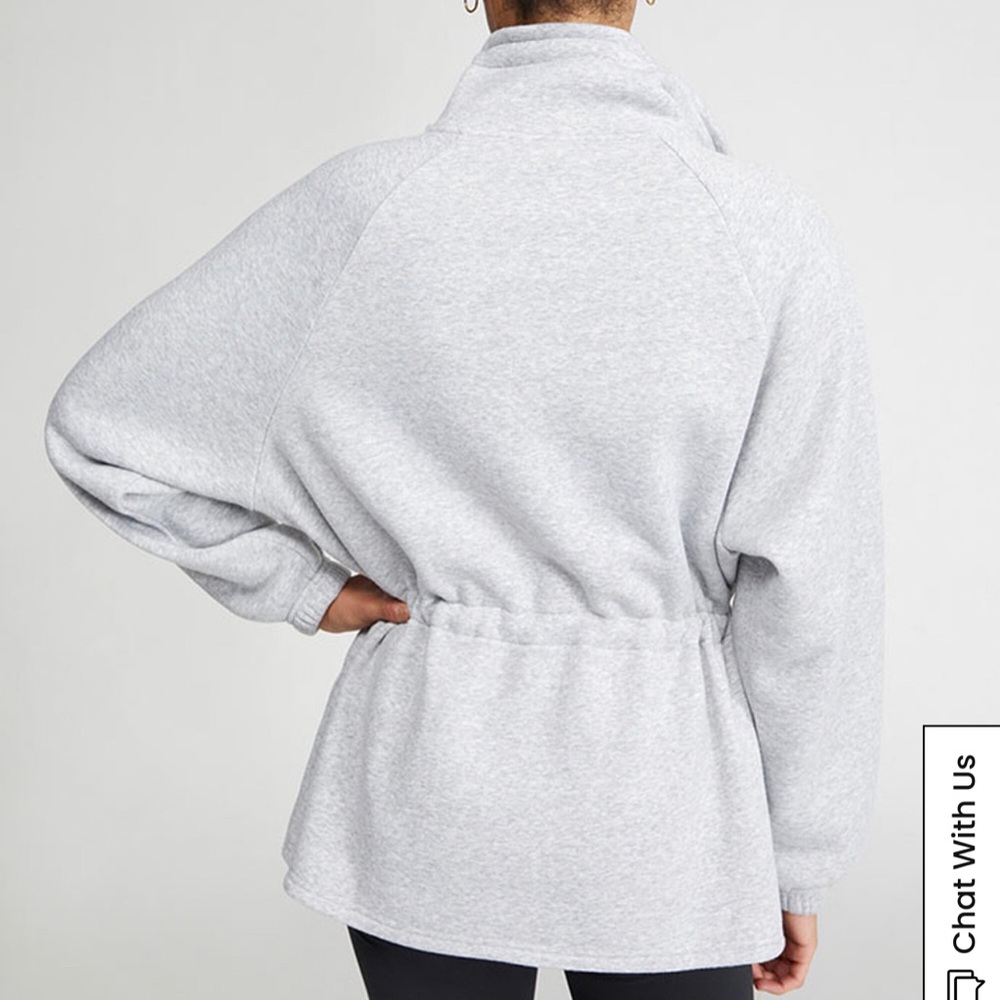 PacSun Winter Cinch Me Jacket XS Gray Soft Fleece Lined Full Zip Sweatshirt - Picture 2 of 15